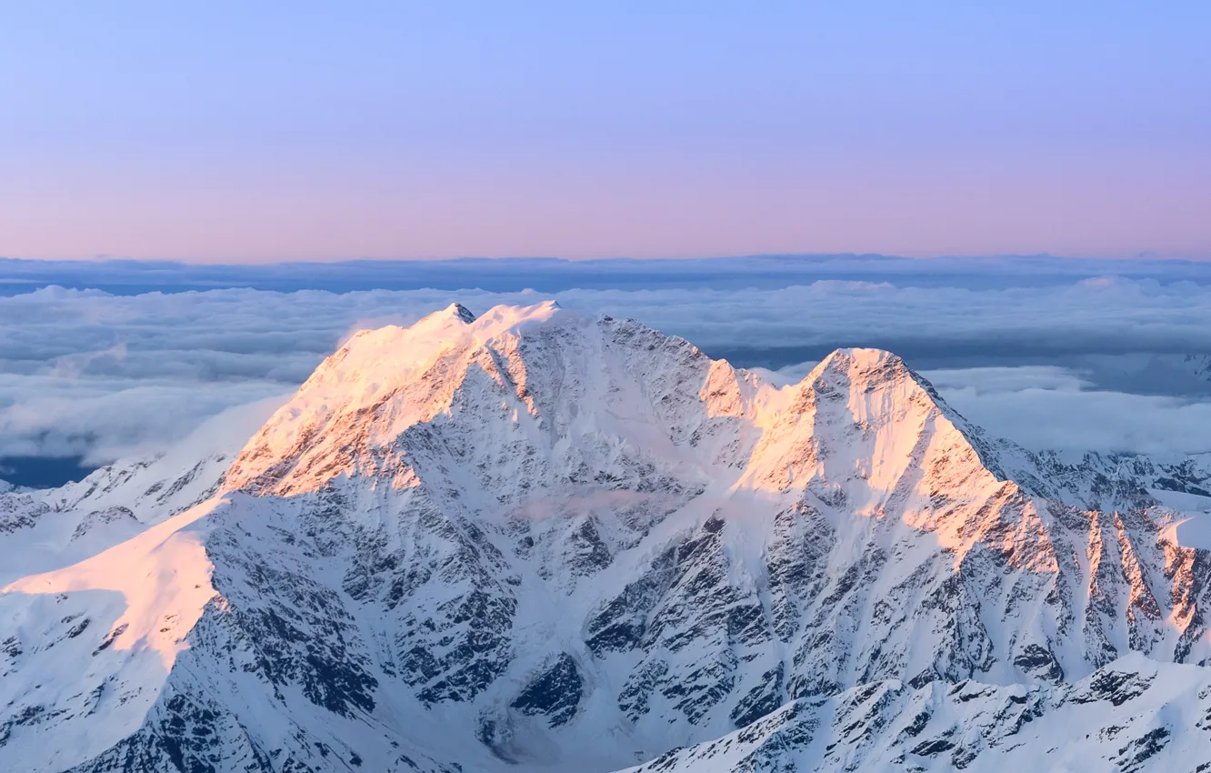 Photo wallpaper the sky, clouds, mountains, sunrise, glacier, the Caucasus, glacier &ampquot;Seven&ampquot;