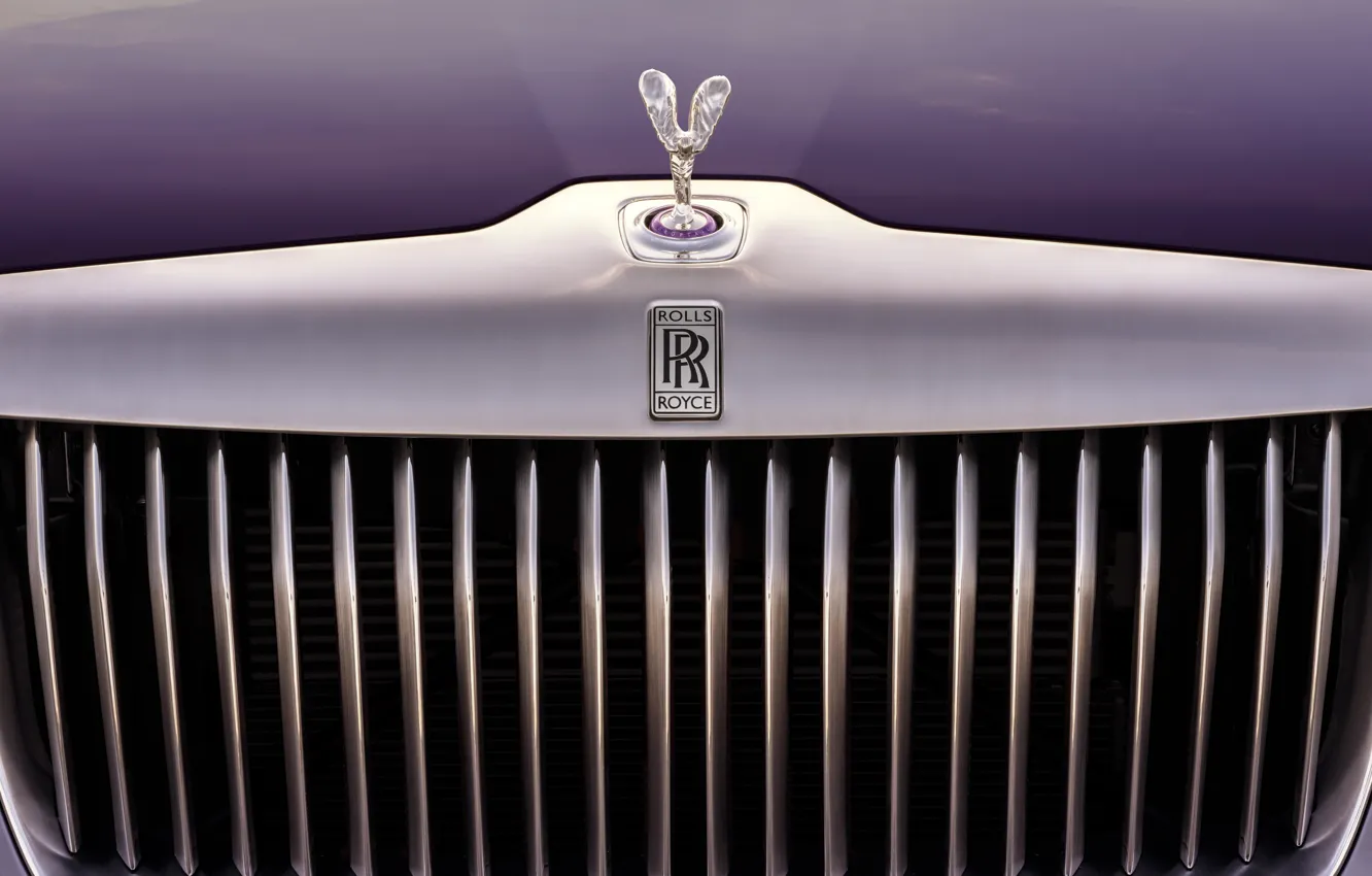 Photo wallpaper Rolls-Royce, logo, Spirit of Ecstasy, sculpture, grille, Amethyst, Rolls-Royce Amethyst Droptail