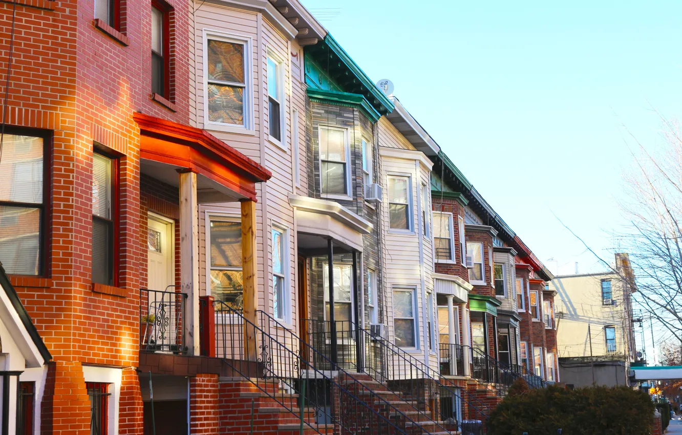 Photo wallpaper the city, street, building, home, street, building, Town