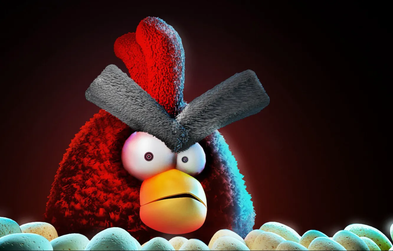 Photo wallpaper red, bird, eggs, Angry-Birds