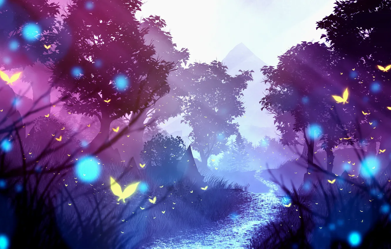 Photo wallpaper nature, butterfly, trail, art