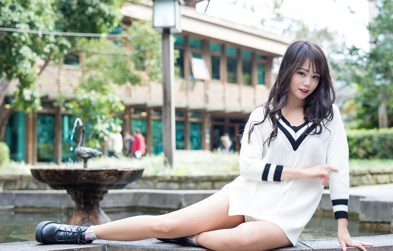 Photo wallpaper look, pose, smile, Asian, smile, charm, look, asian