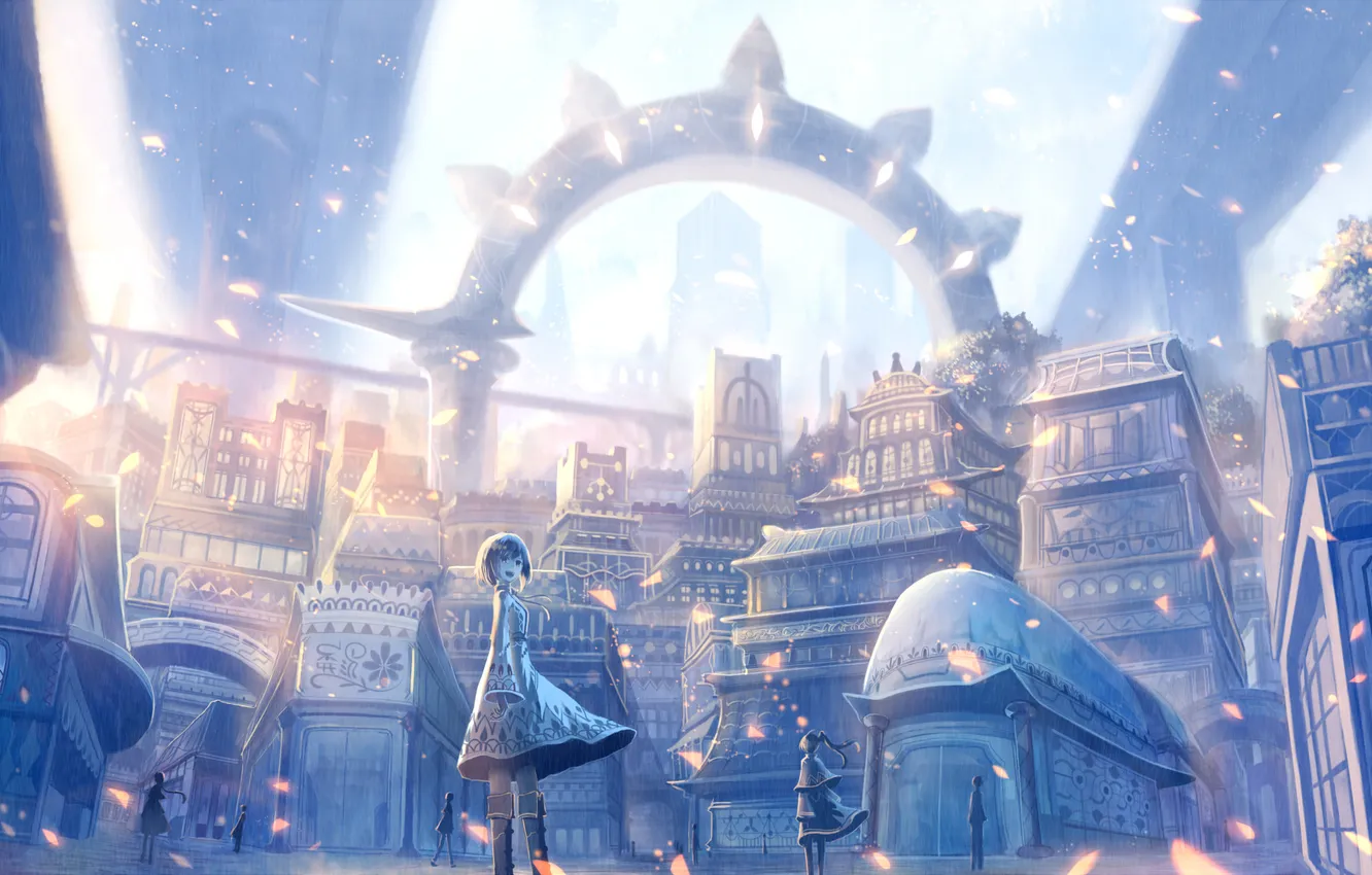 Photo wallpaper girl, the city, people, home, anime, art, bounin