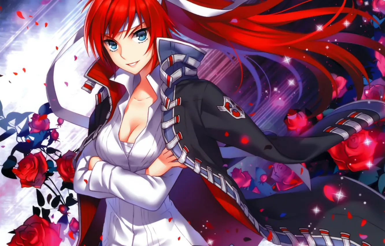 Photo wallpaper girl, flowers, roses, petals, art, tape, cloak, nardack