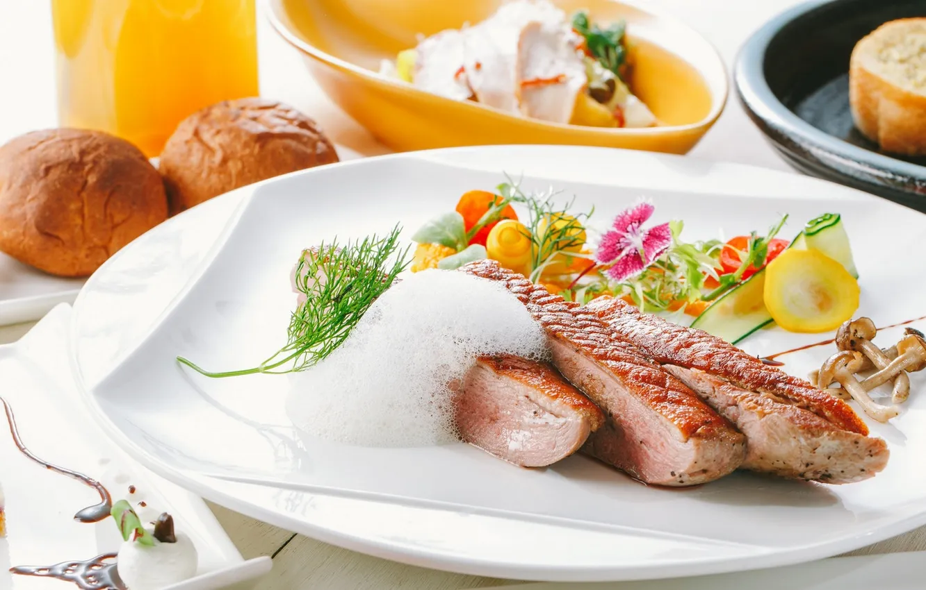 Photo wallpaper meat, vegetables, sauce, decor