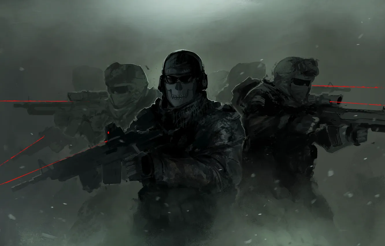 Photo wallpaper soldiers, ghost, Activision, Infinity Ward, Call of Duty: Modern Warfare 2