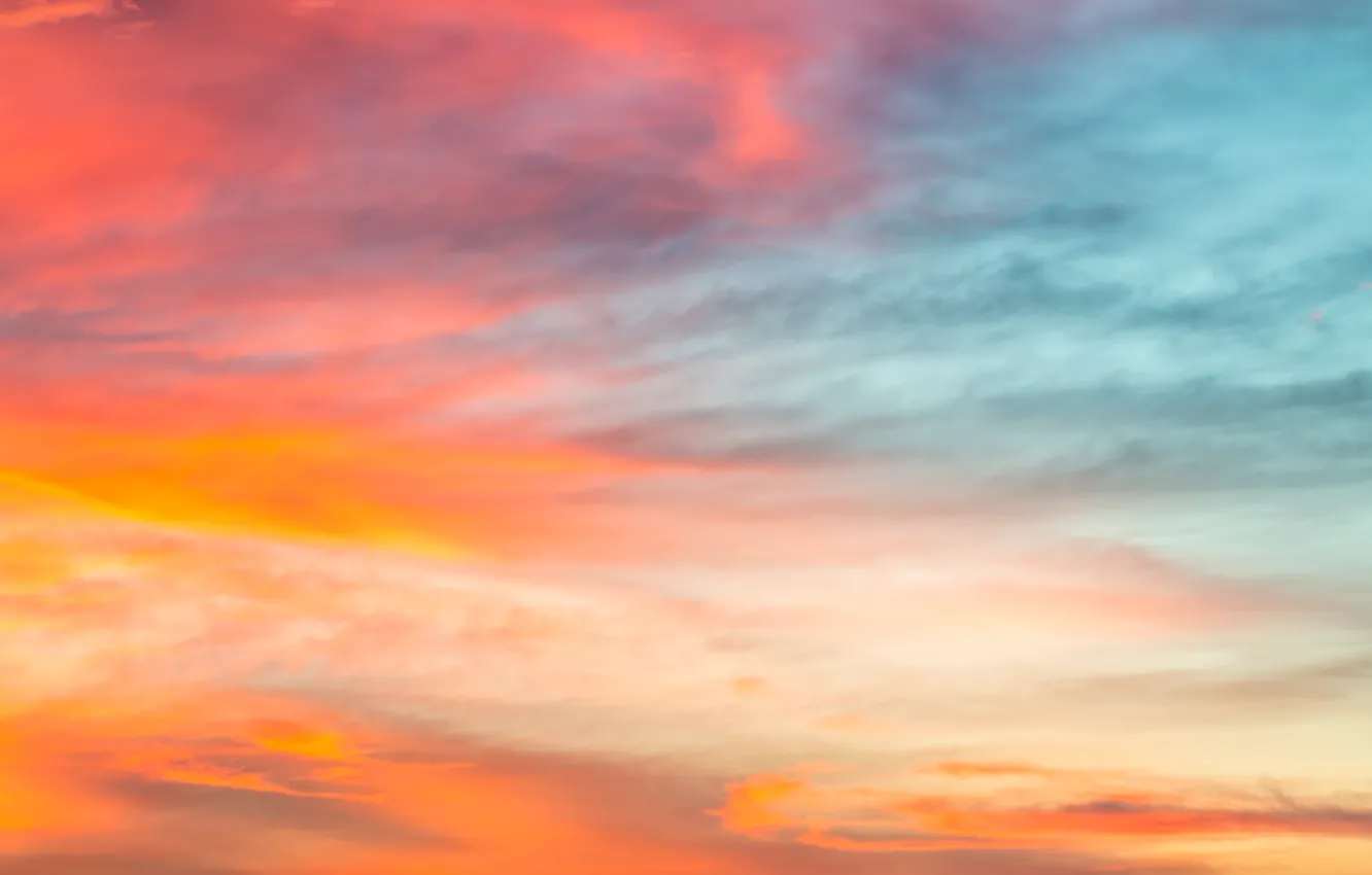 Photo wallpaper the sky, clouds, sunset, colorful, rainbow, sky, sunset, clouds