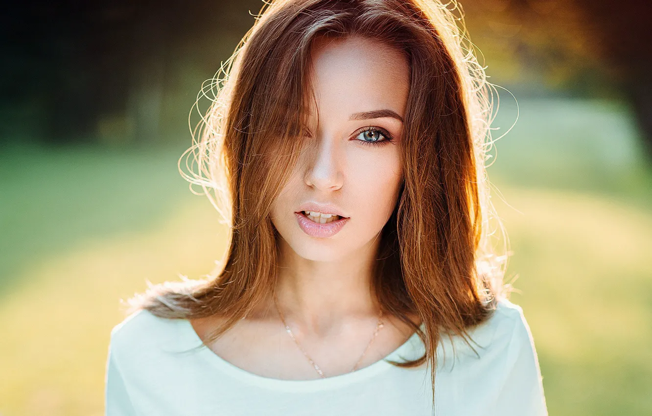 Photo wallpaper girl, photo, photographer, brown, blue eyes, model, lips, face