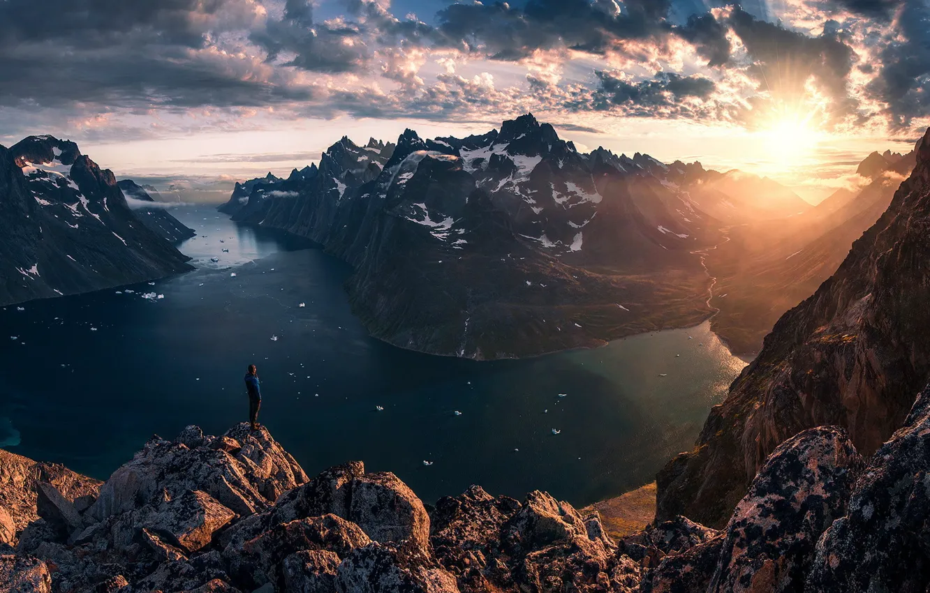 Photo wallpaper the sun, view, beauty, Greenland