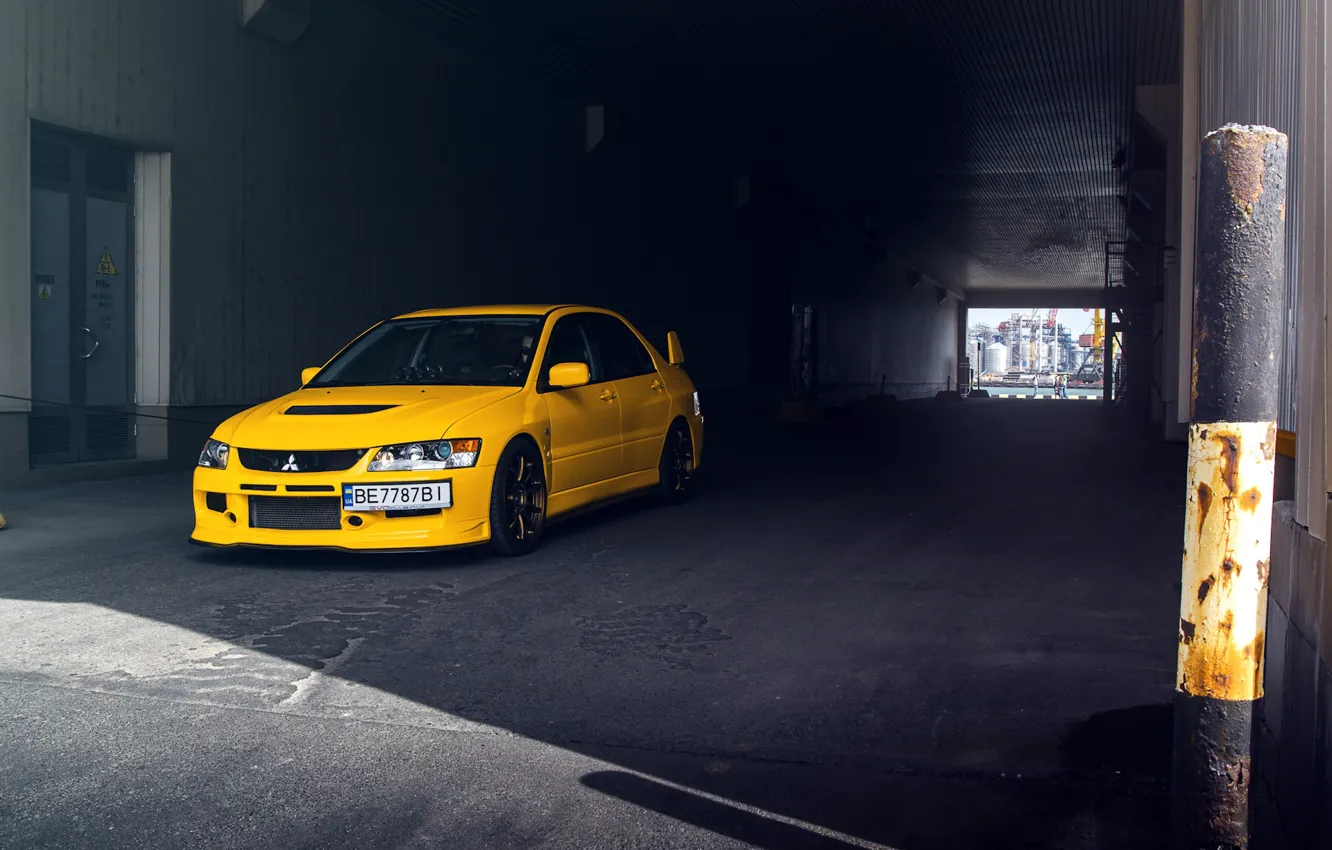 Photo wallpaper Yellow, Doors, Lancer evolution IX