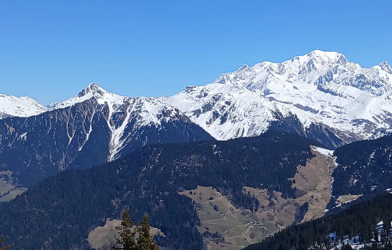 Photo wallpaper nature, mountains, snow, horizon, Alps