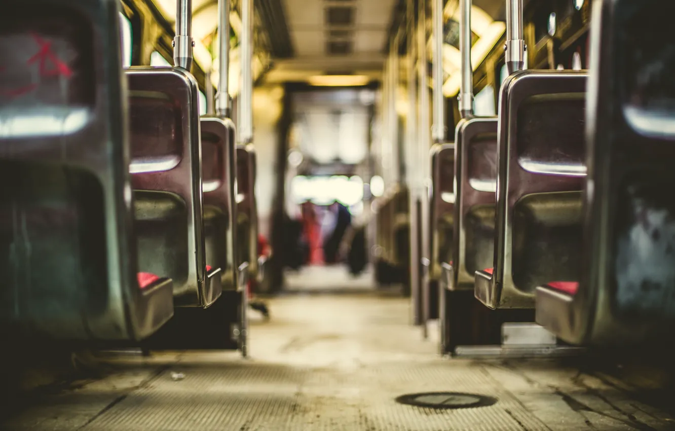 Photo wallpaper transport, chair, floor, handrails, tram, salon