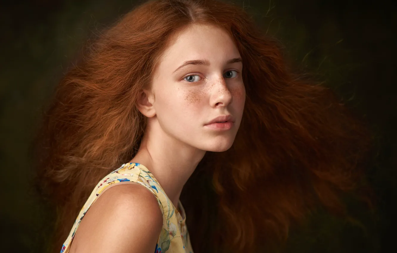 Photo wallpaper look, girl, portrait, red, Alexander Vinogradov