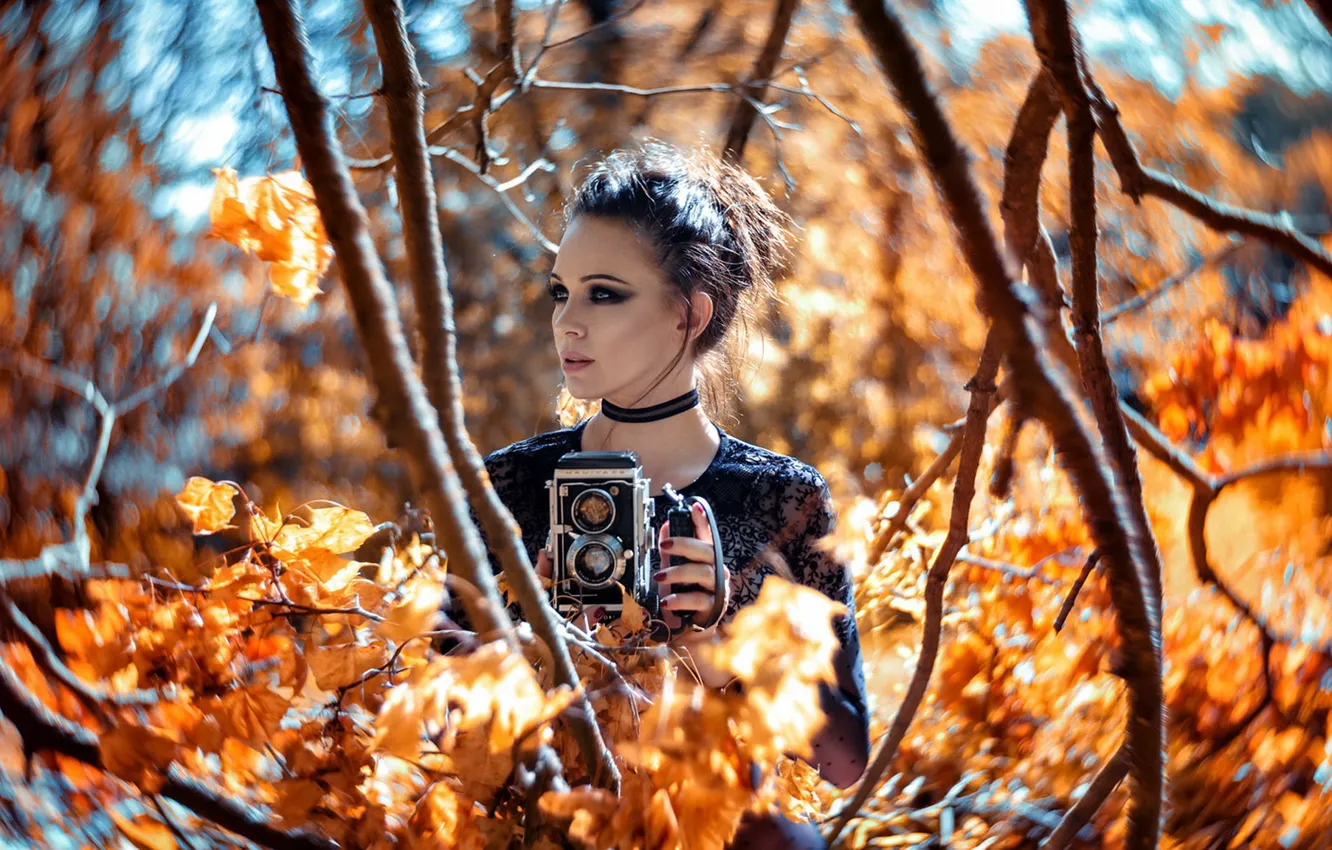 Photo wallpaper girl, camera, Angelic