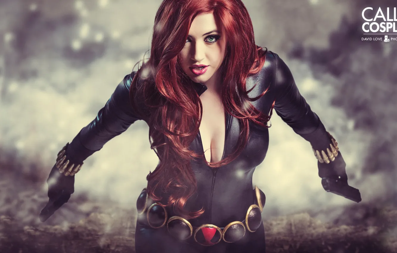 Photo wallpaper girl, weapons, costume, cosplay, Black Widow
