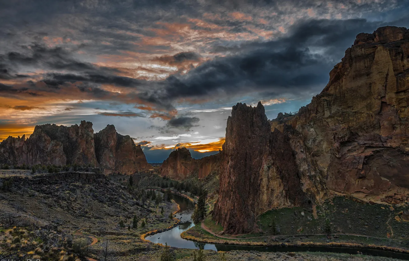 Photo wallpaper mountains, nature, river, rocks
