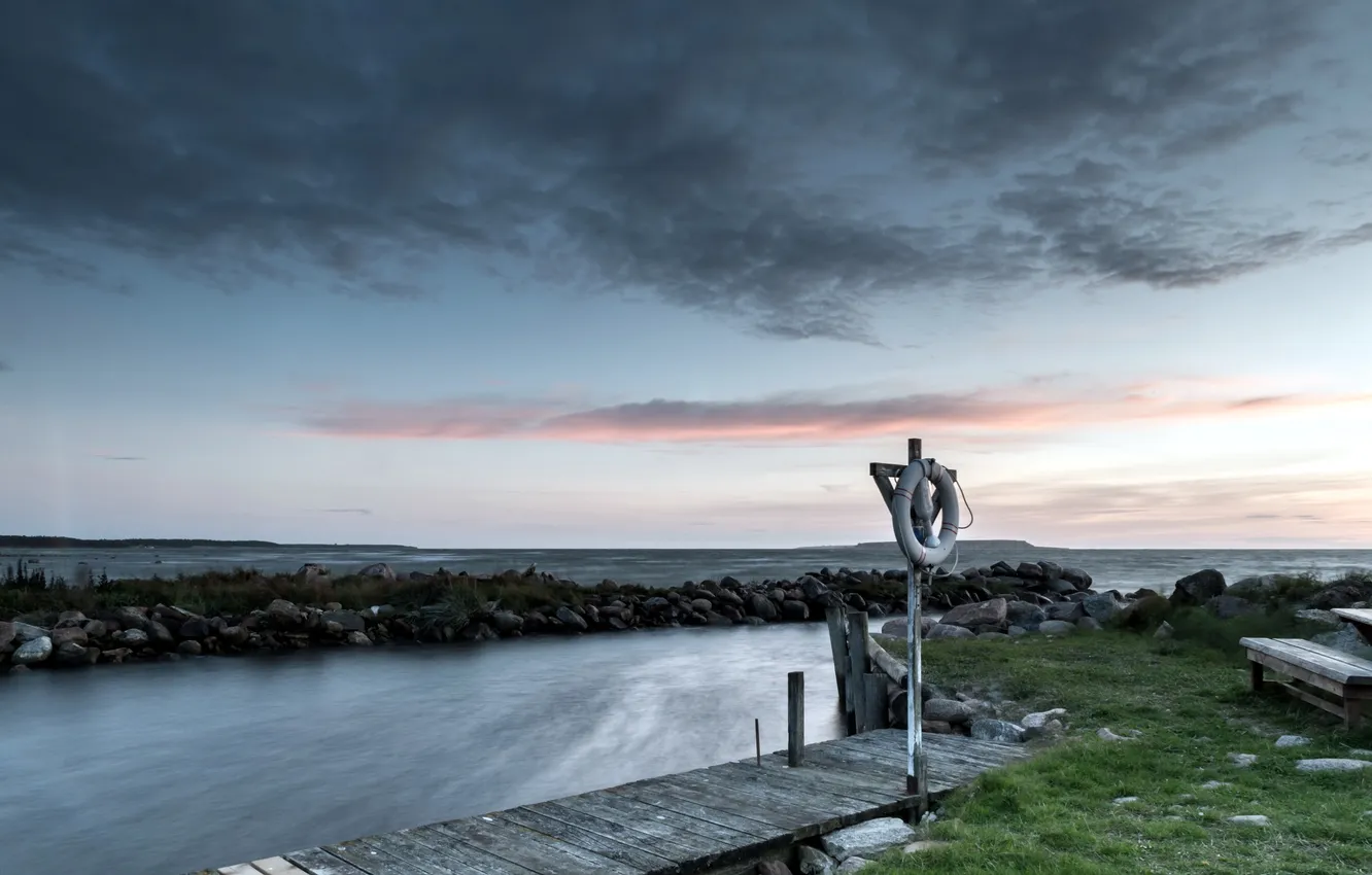 Photo wallpaper landscape, river, shore