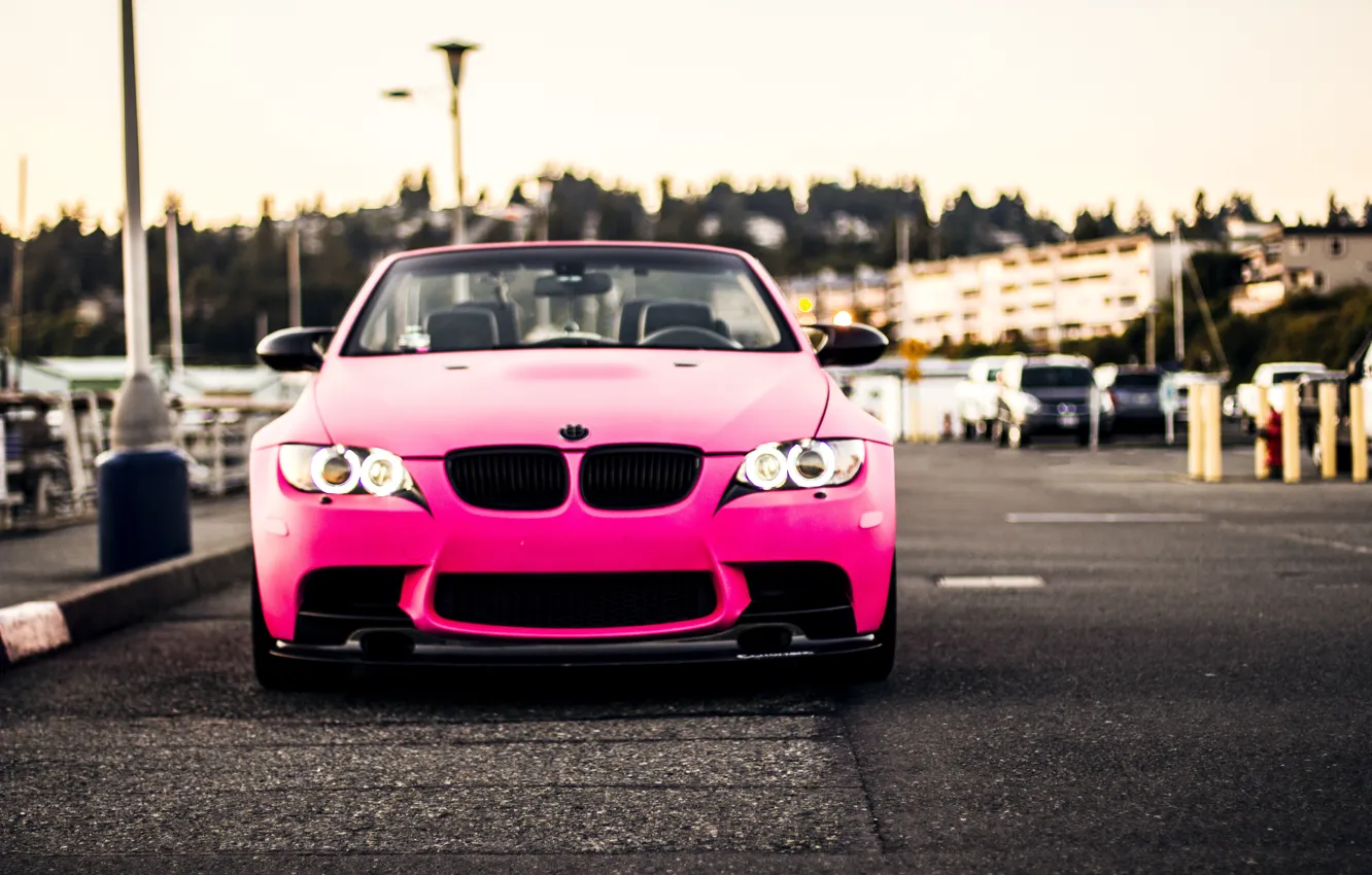 Photo wallpaper Pink, BMW, Pink, Tuning, BMW, Lights, E92, Angel eyes