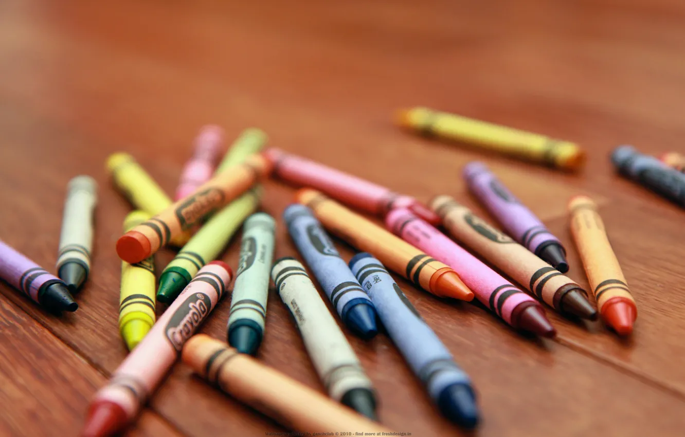 Photo wallpaper table, pencils, colorful