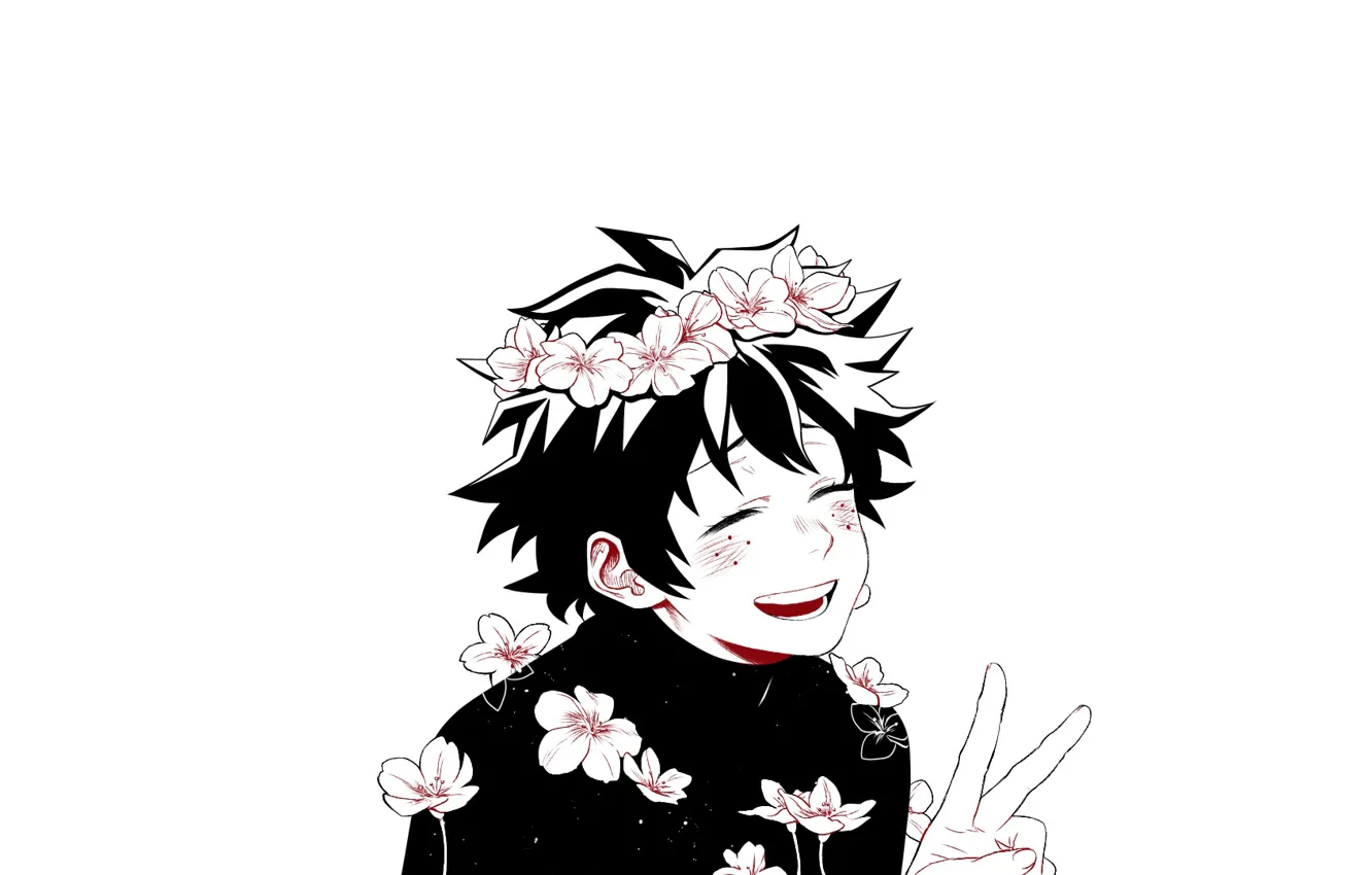 Photo wallpaper flowers, guy, Boku no Hero Academy, My hero Academy, My Hero Academia, Midori Isuku