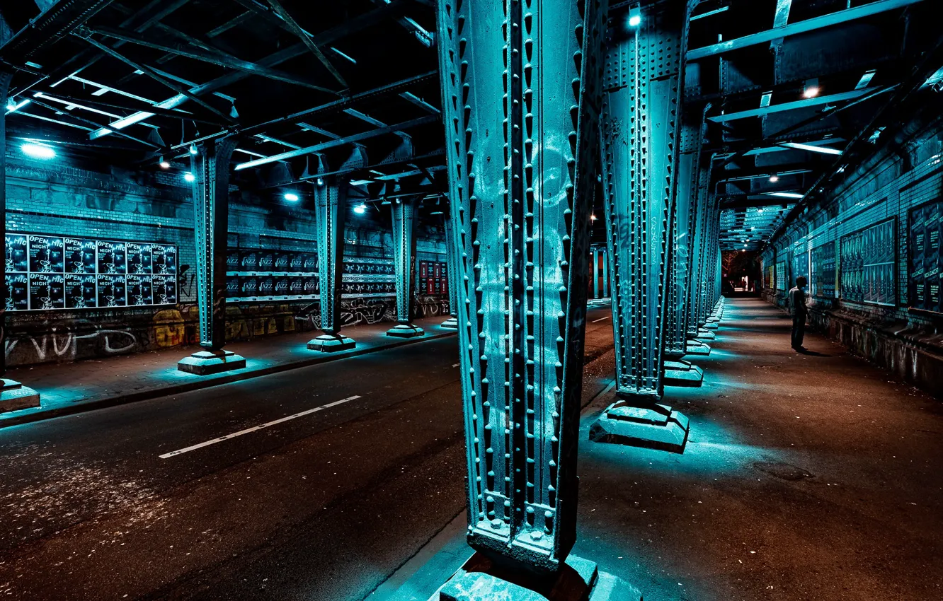 Photo wallpaper city lights, Cologne, At night in Kölle