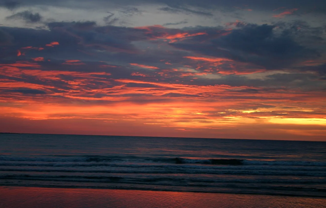 Photo wallpaper sea, the sky, clouds, sunset