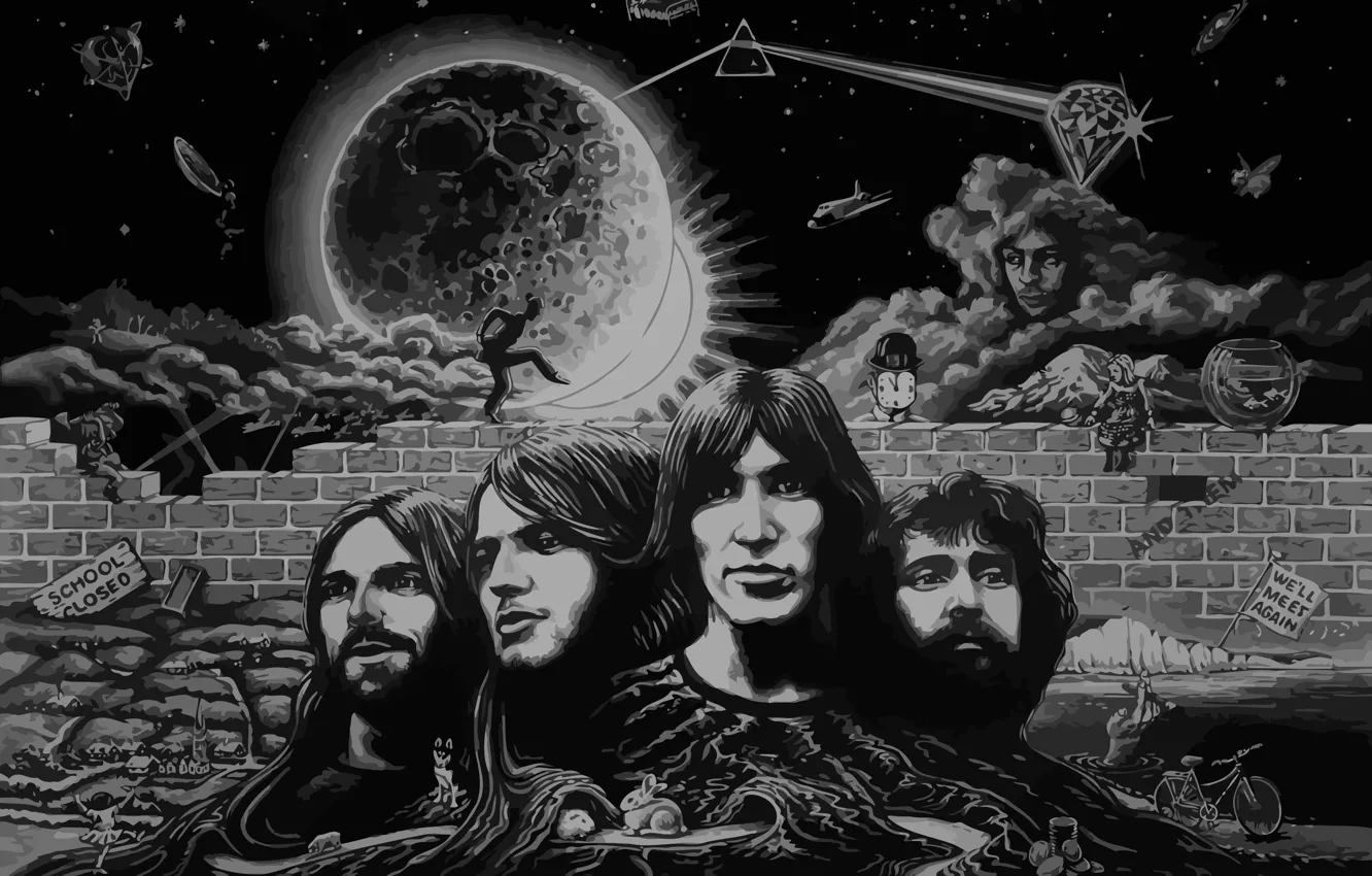 Photo wallpaper Figure, Music, The moon, Triangle, Pink Floyd, Art, Prism, Rock