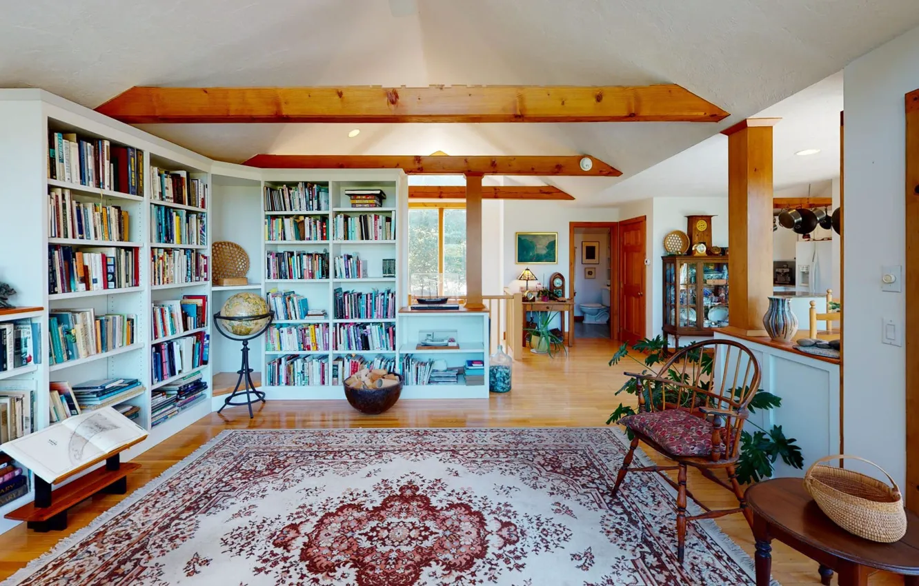 Photo wallpaper design, style, interior, library, globe, Massachusetts, Truro, Truro