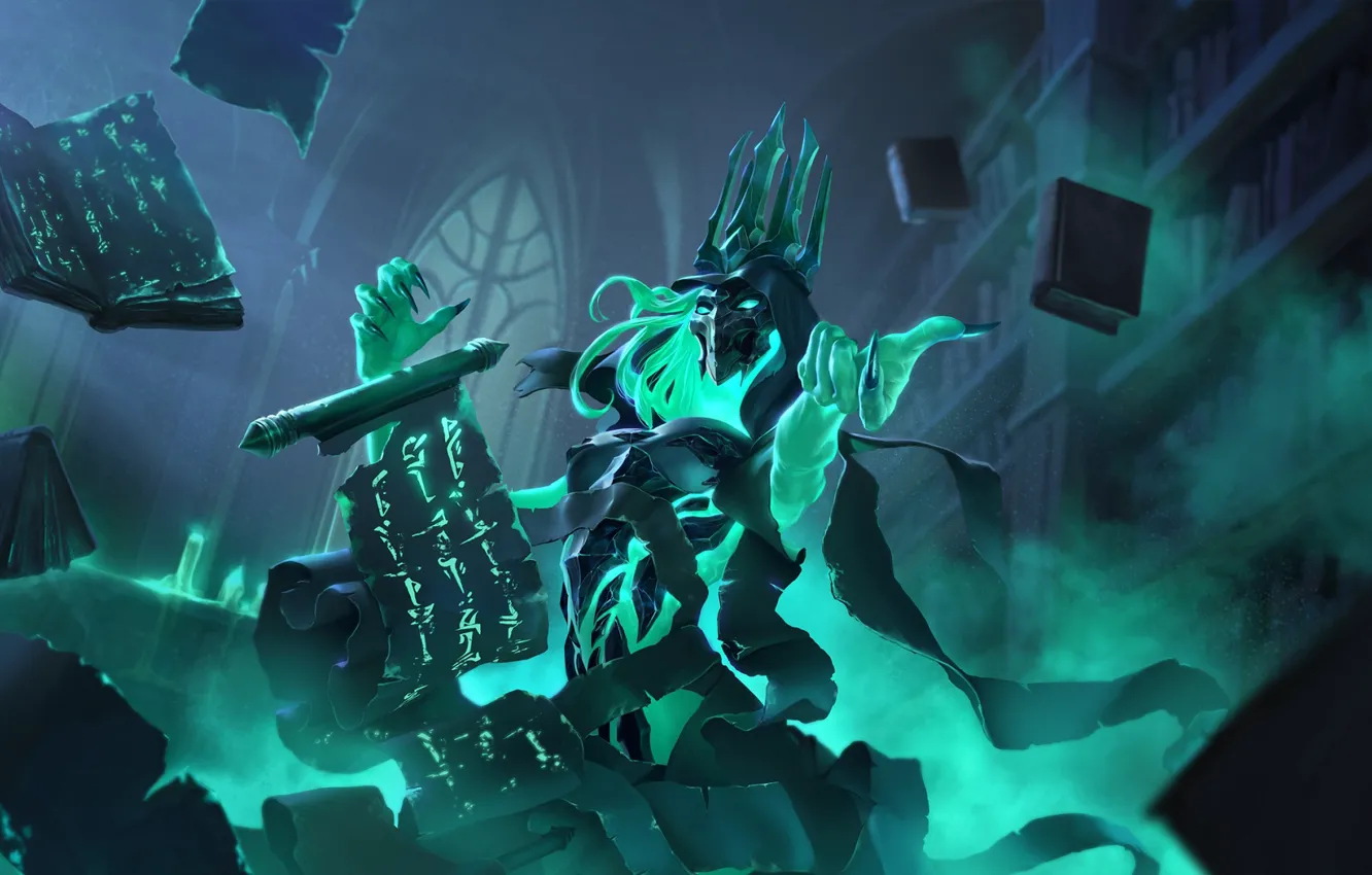 Photo wallpaper book, skeleton, magic, undead, Legends of Runeterra