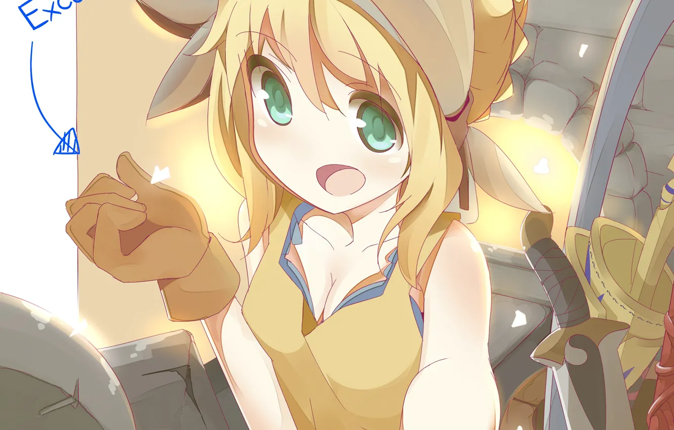 Photo wallpaper smile, girl, saber, Fate / Grand Order