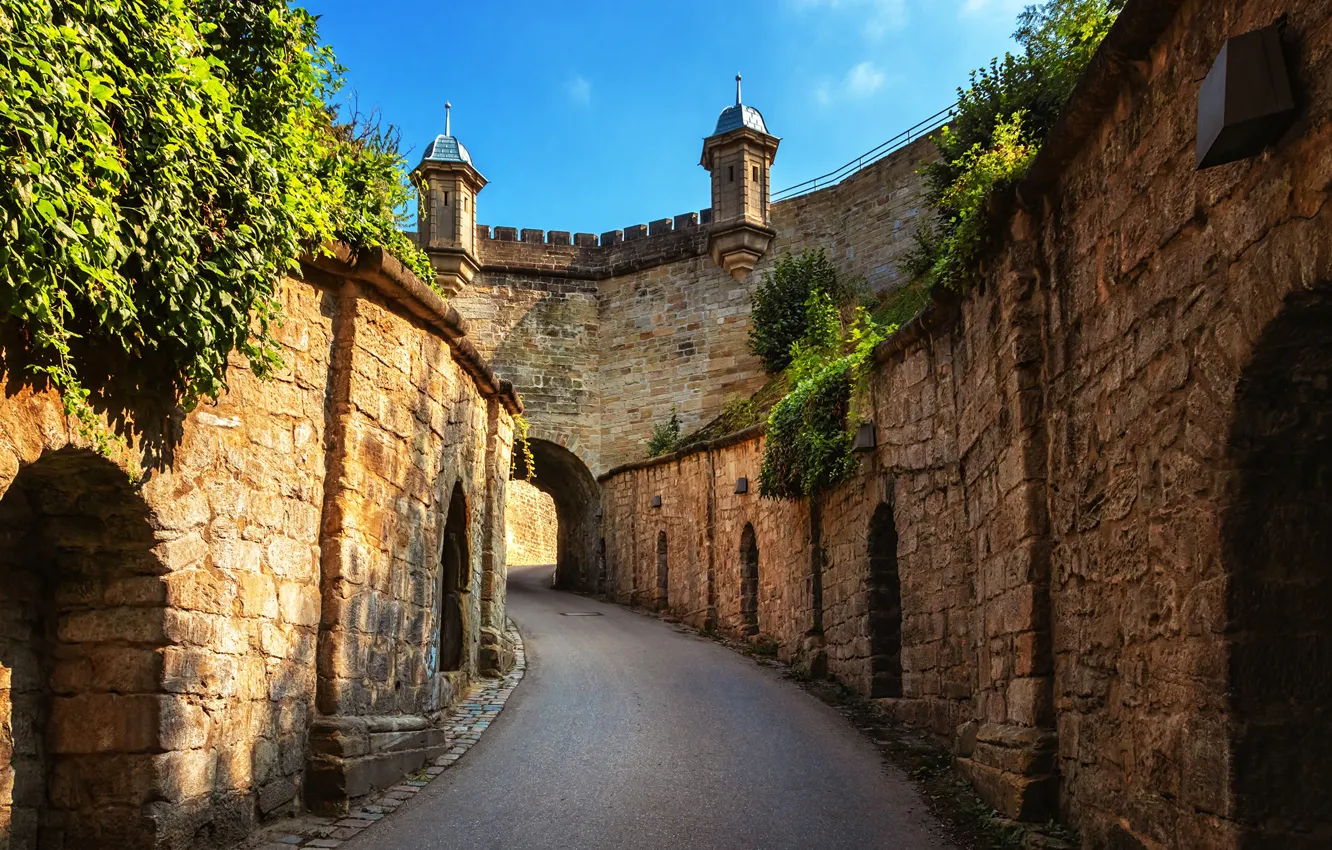 Photo wallpaper the sun, wall, Germany, fortress, Fortress Hohenasperg
