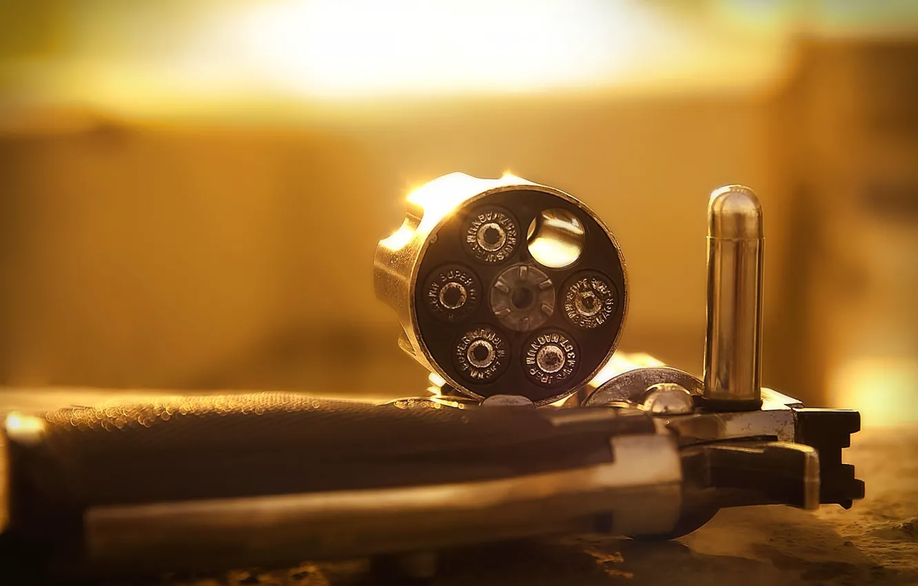 Photo wallpaper cartridges, revolver, drum, Colt
