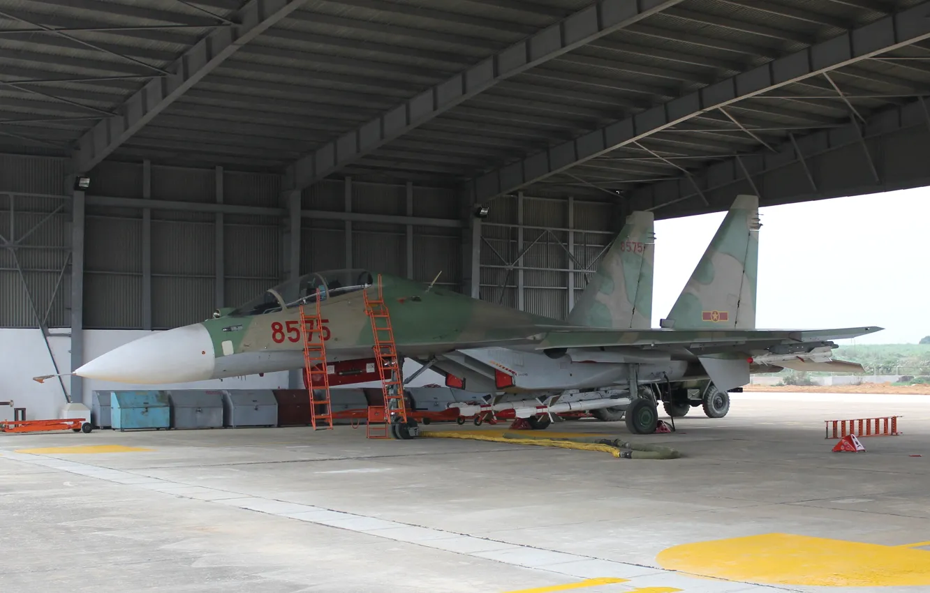 Photo wallpaper fighter, hangar, the airfield, Vietnam, multipurpose, Su-30
