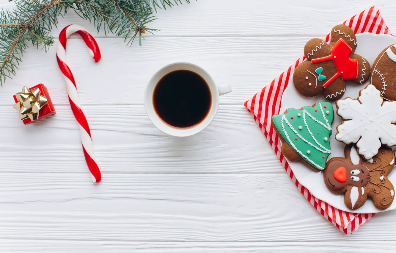 Photo wallpaper decoration, new year, cookies, Christmas, Christmas, wood, New Year, cookies