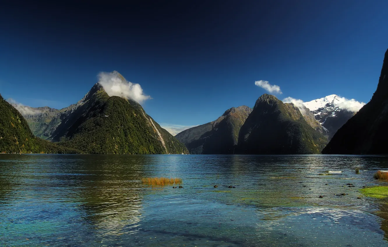 Photo wallpaper water, mountains, lake