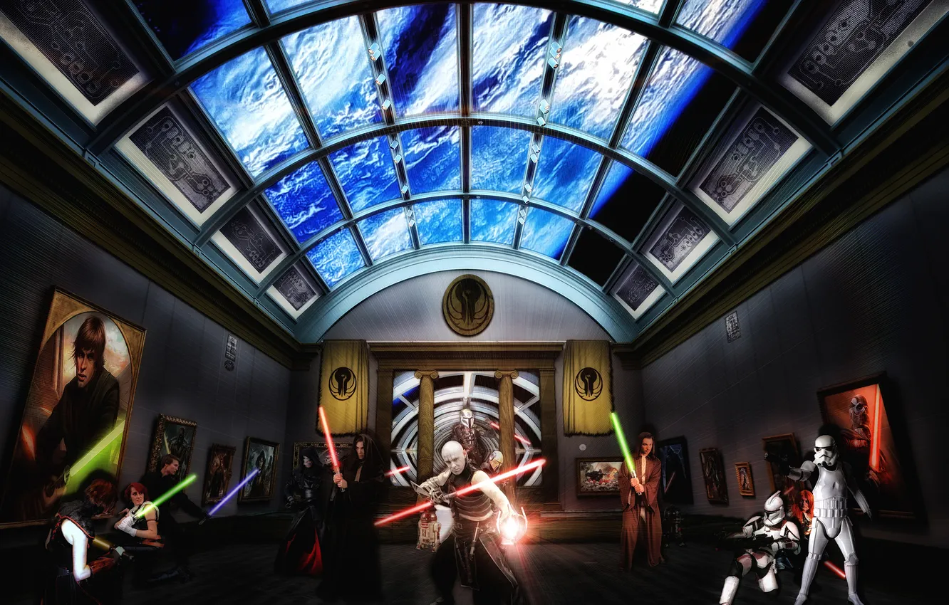 Photo wallpaper space, Star Wars, art, temple, star wars, battle, Jedi, Sith