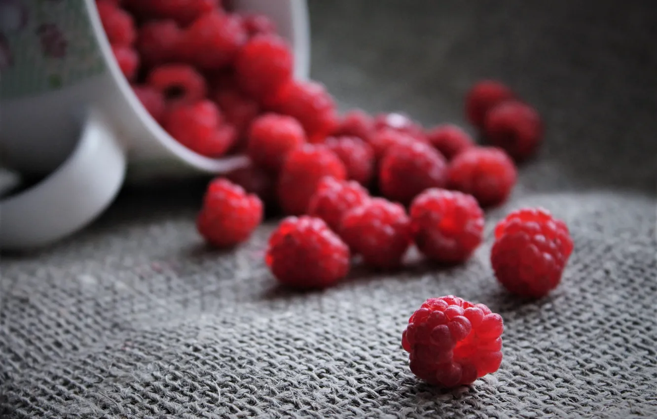 Photo wallpaper berries, raspberry, still life, cottage