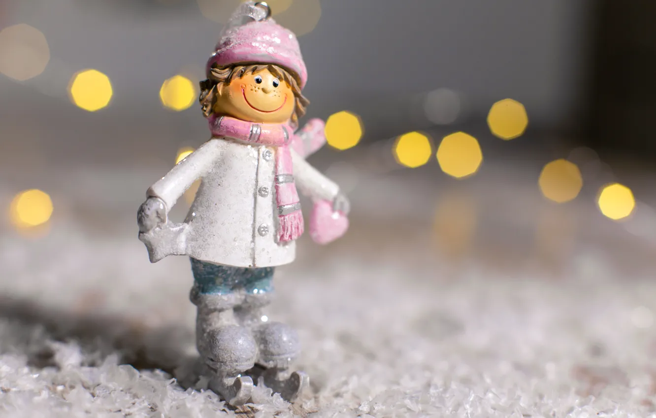 Photo wallpaper snow, holiday, boy, Christmas, figurine, figures, Kukota Ekaterina