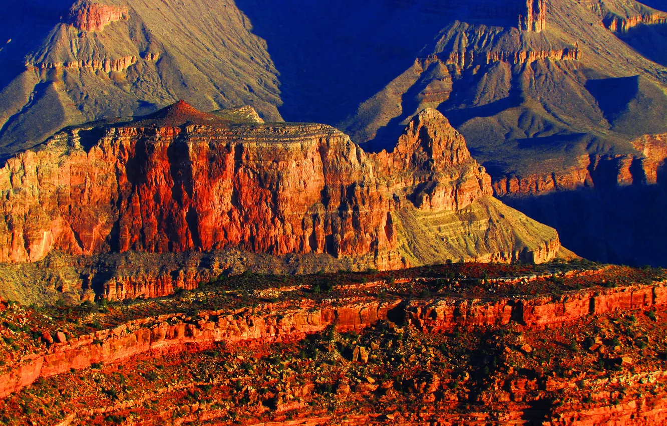 Photo wallpaper sunset, mountains, rocks, canyon, AZ, USA, Grand Canyon National Park