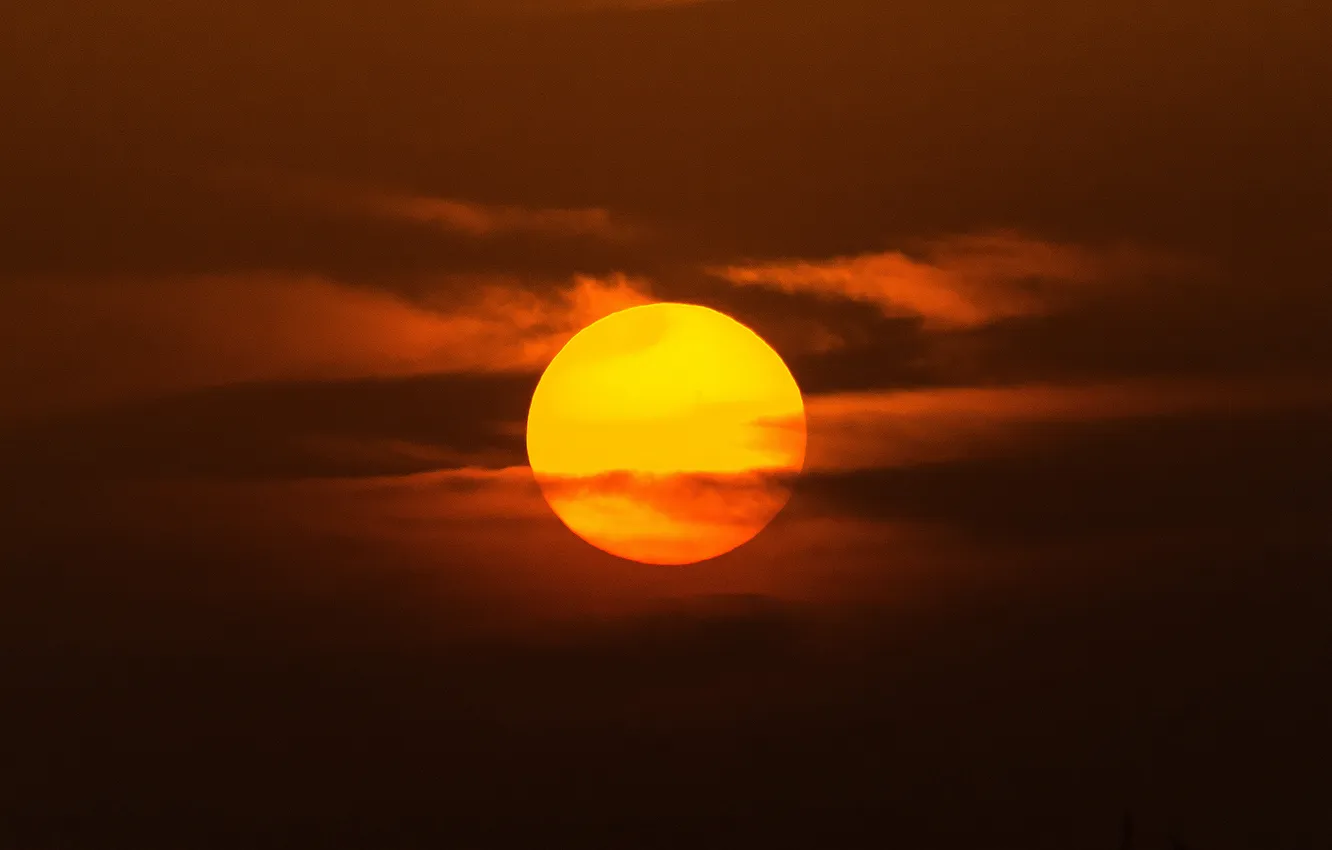 Photo wallpaper the sky, the sun, clouds, sunset