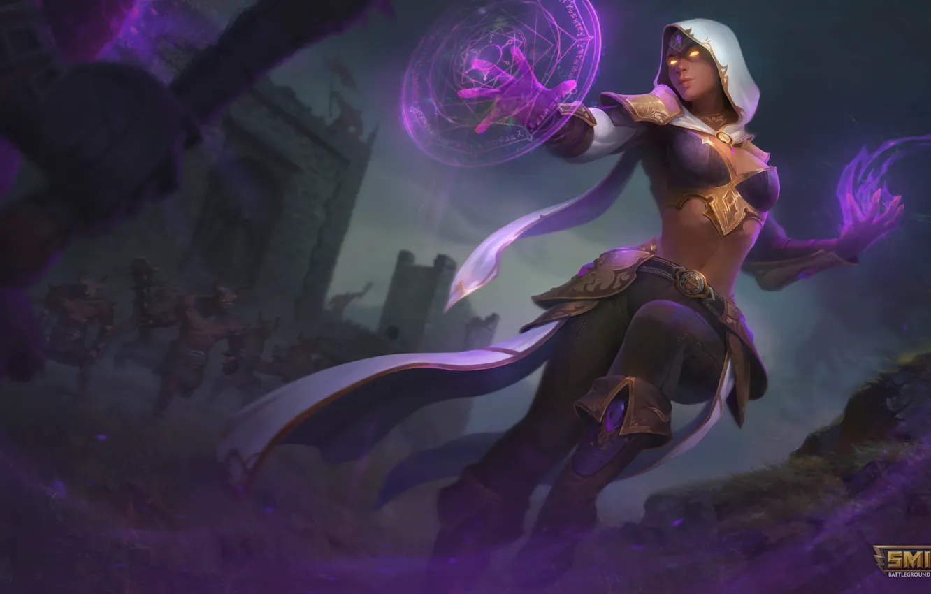 Photo wallpaper girl, magic, print, Sol, Smite