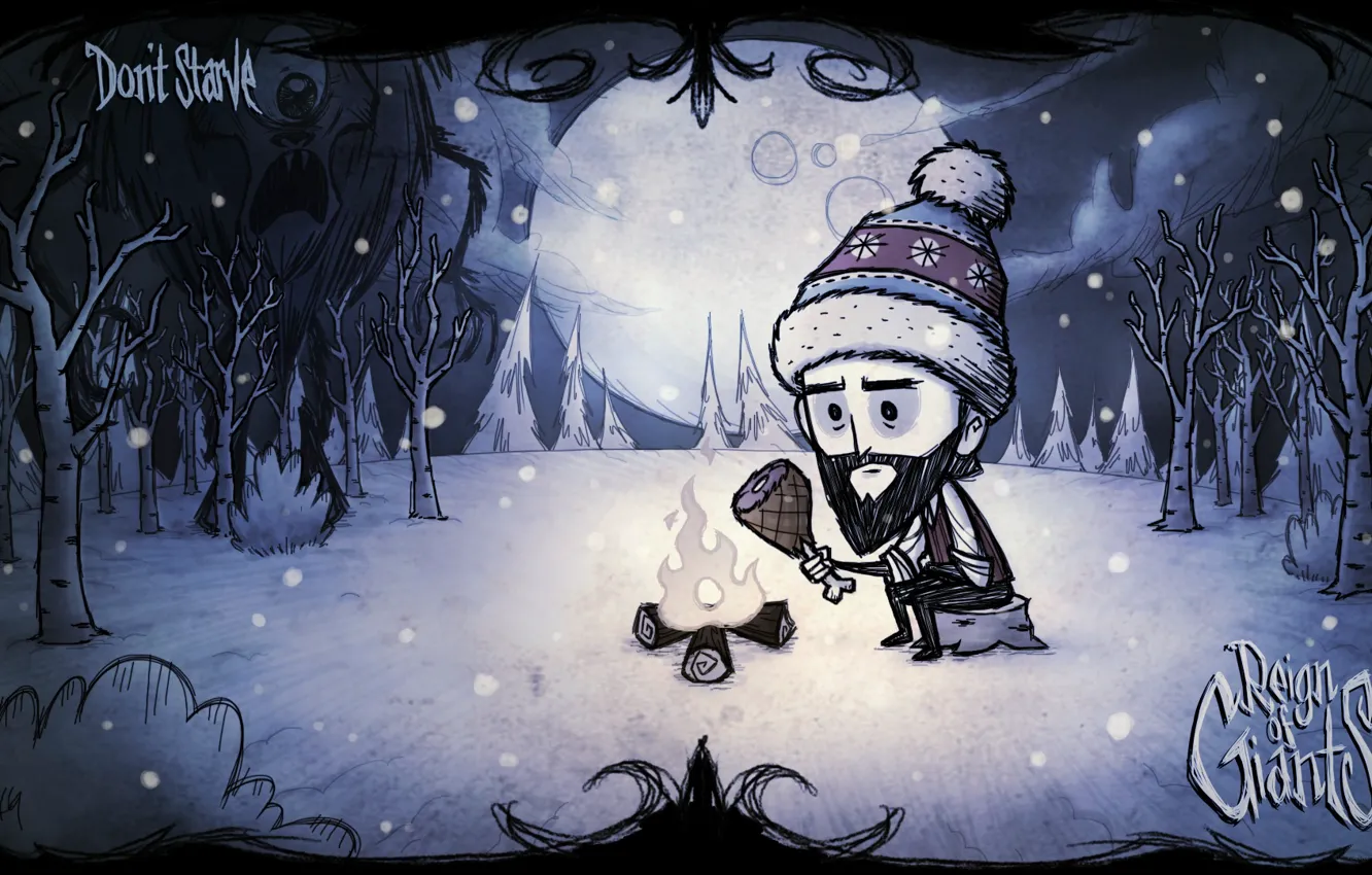 Photo wallpaper winter, hat, meat, Cyclops, winter, Wilson, Wilson, Don't Starve