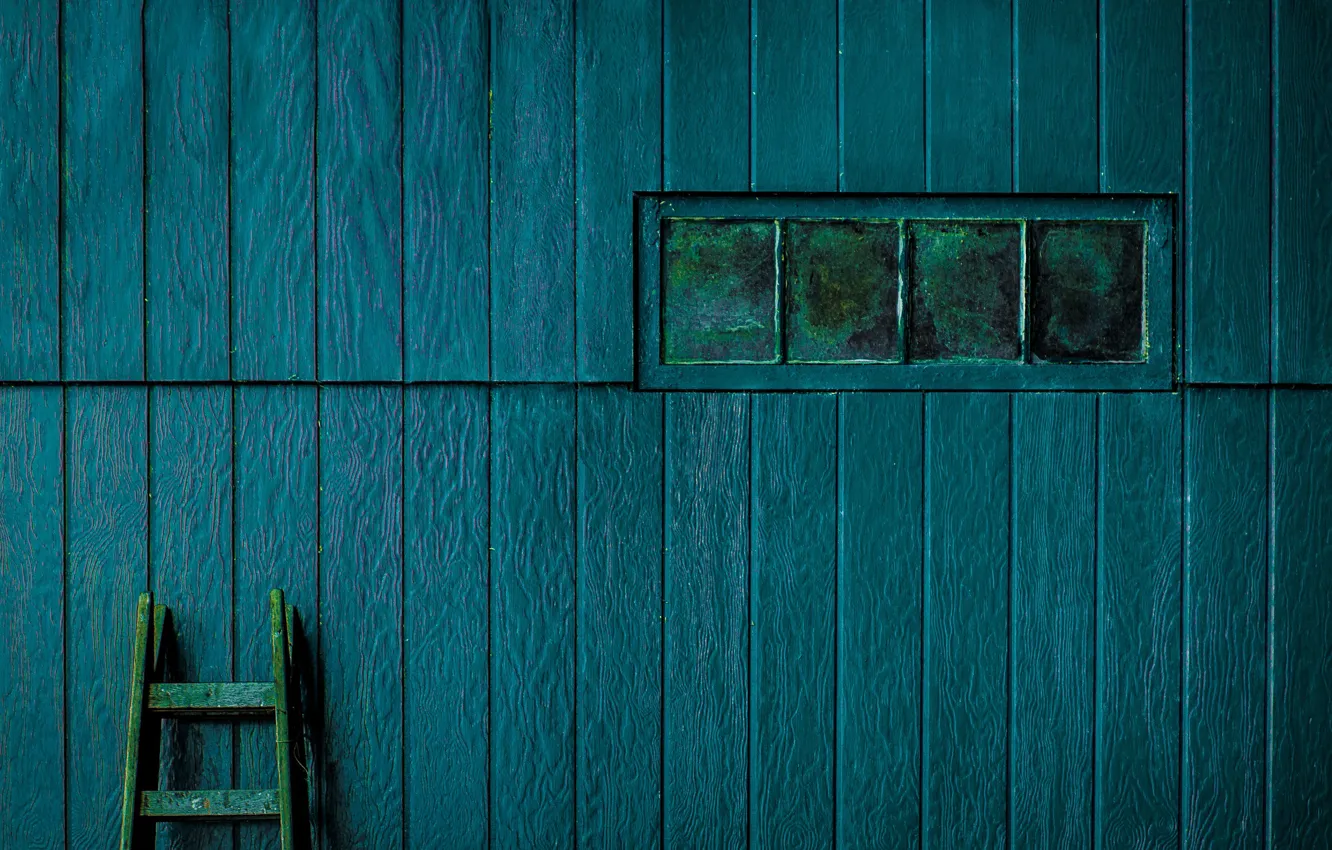 Photo wallpaper wall, Board, window, ladder