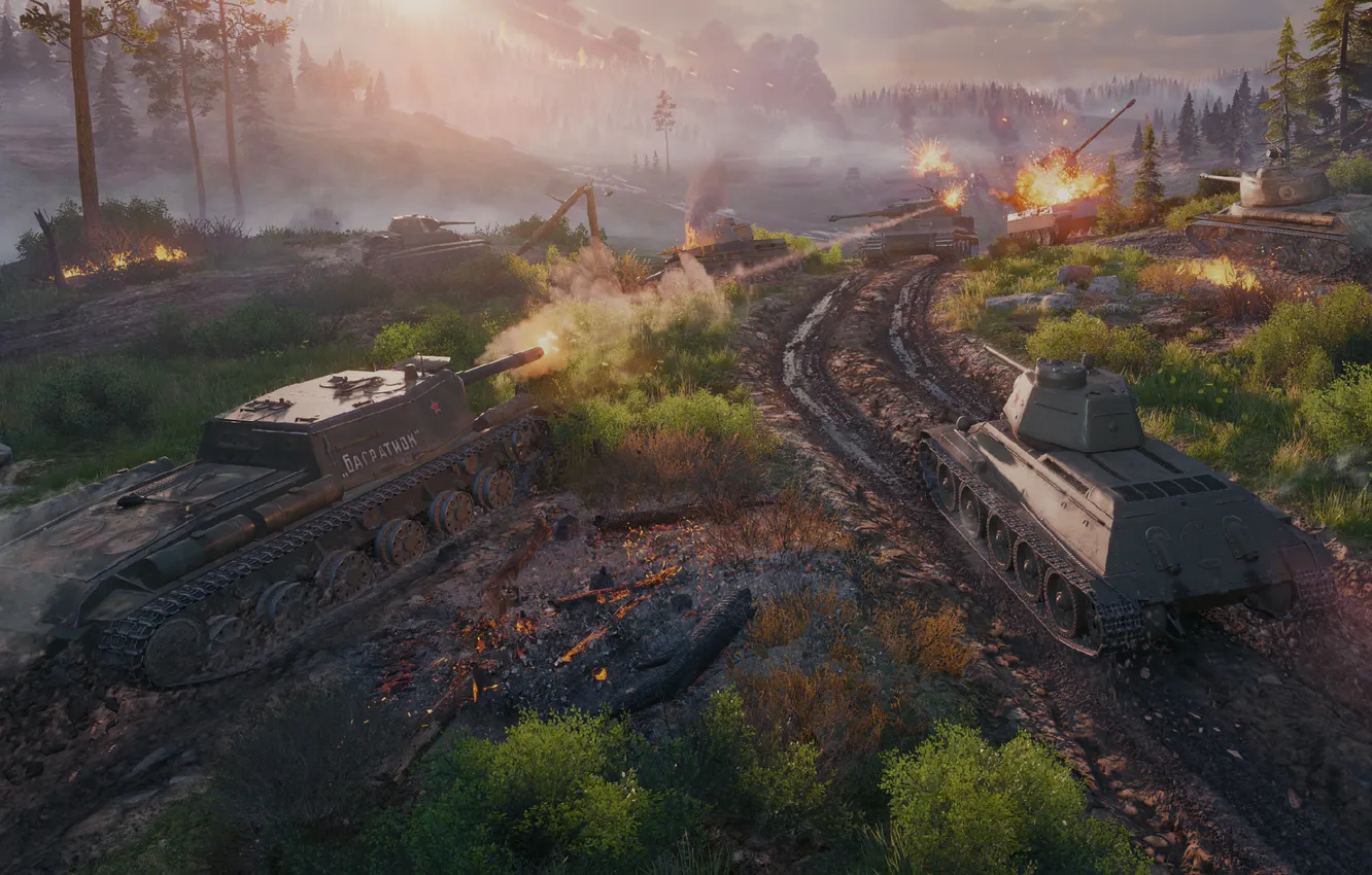 Photo wallpaper shot, battle, tank, game, WoT, World of Tanks, SPG, World Of Tanks