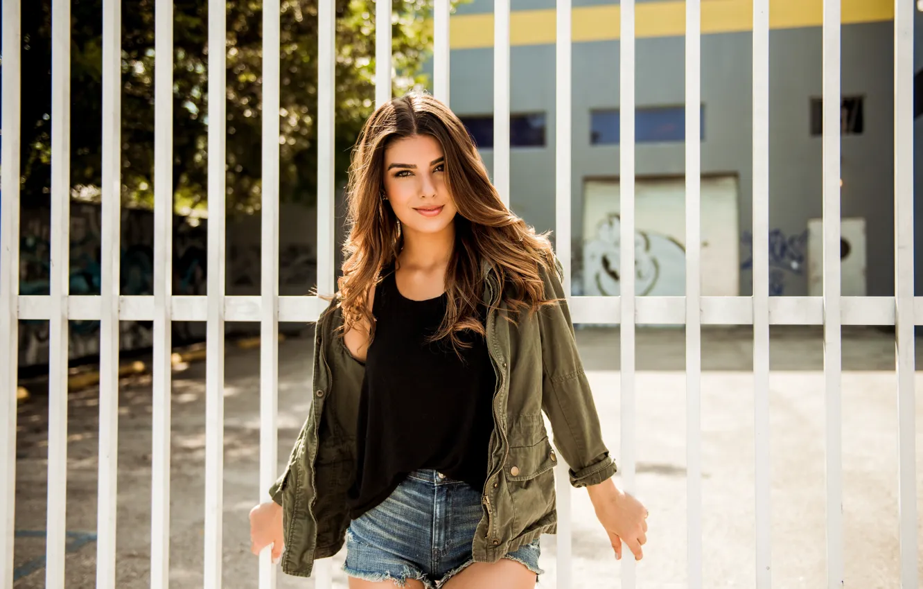 Photo wallpaper look, face, model, hair, the fence, beauty, Monica