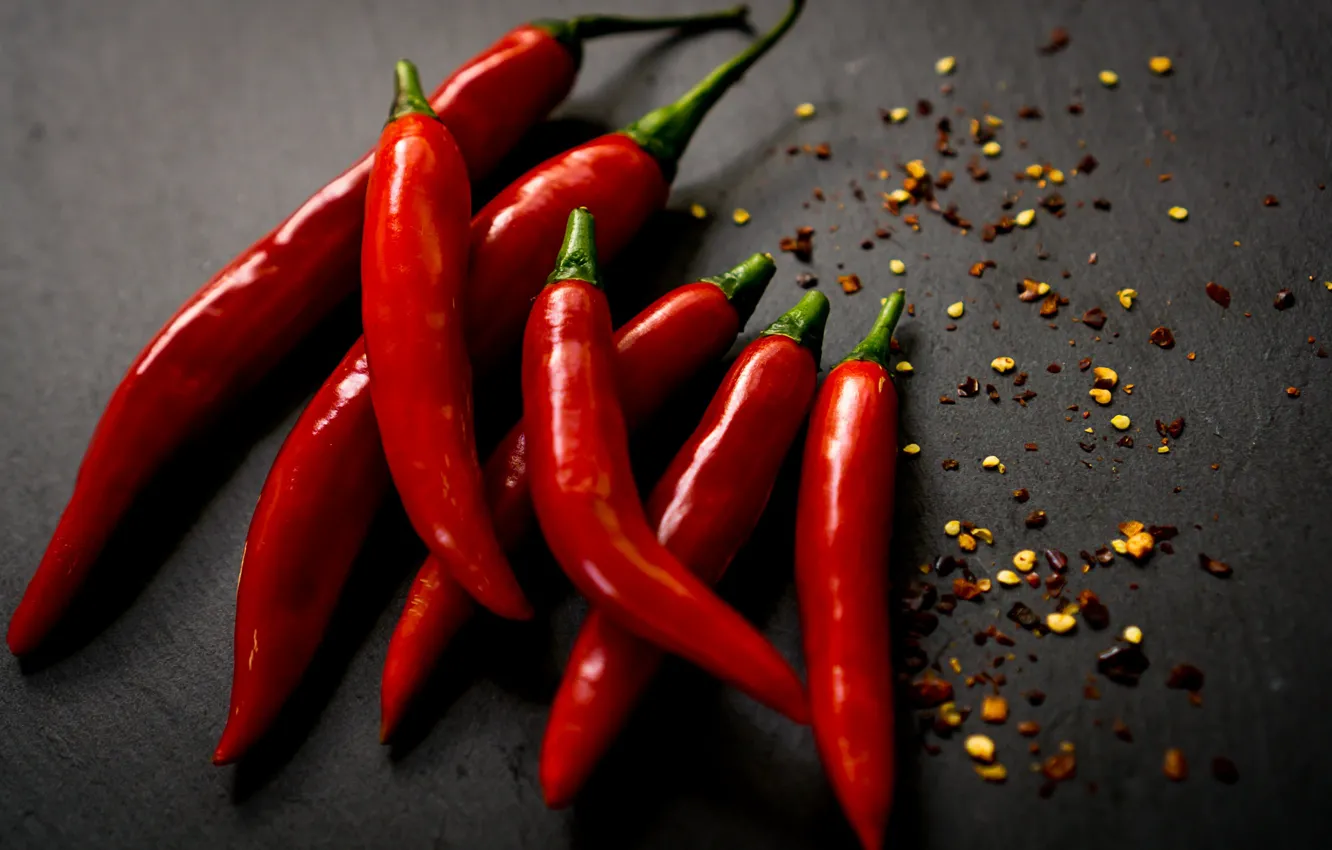 Photo wallpaper background, food, Red Hot Chilli Pepper