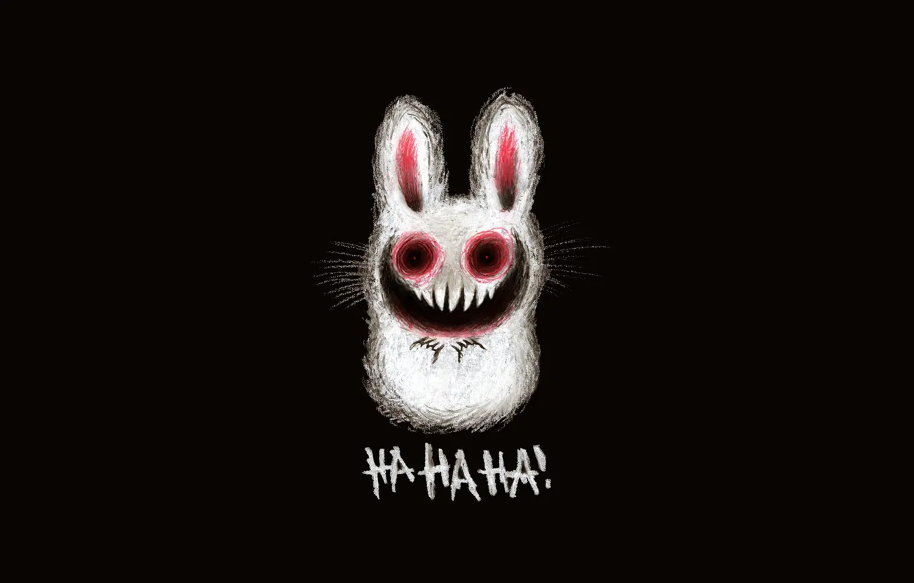 Photo wallpaper figure, hare, laughter, teeth, ominous rabbit