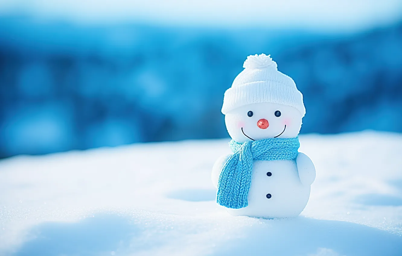 Photo wallpaper winter, snow, snowflakes, new year, Christmas, snowman, Christmas, winter