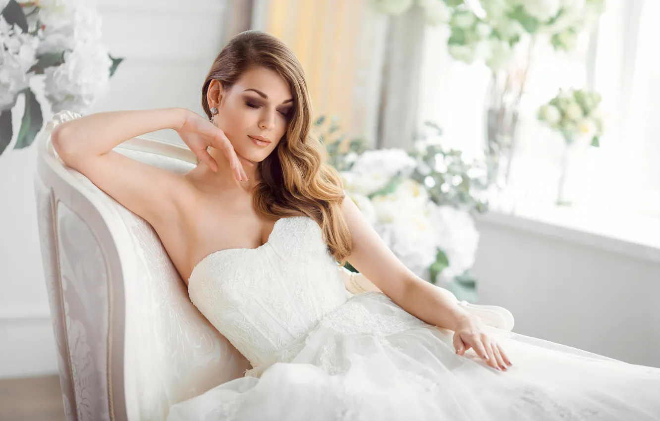 Photo wallpaper girl, dress, the bride