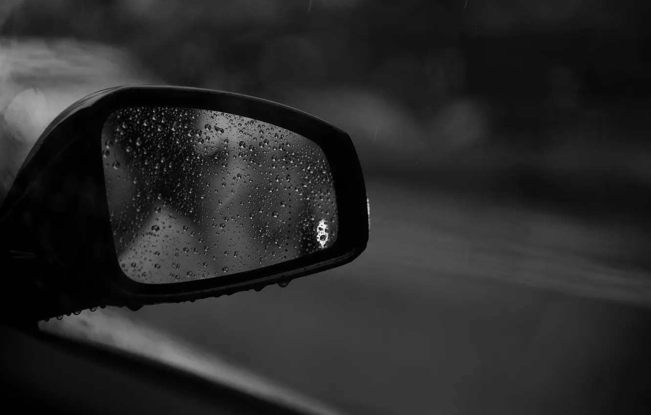 Photo wallpaper drops, rain, mirror